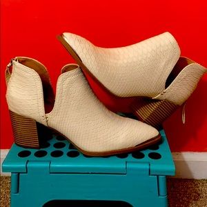 Brown and Tan Heeled Booties